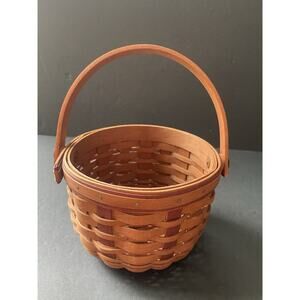 Longaberger Small Round Fruit Trinket Basket 2004 Swing Handle 4”x5” Cottagecore